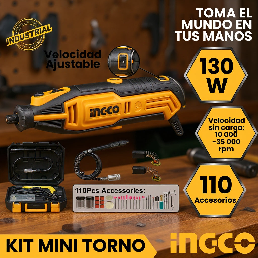 ¡Un kit, infinitas posibilidades! | Kit Minitorno Con 109 Accesorios INGCO + Envío Gratis