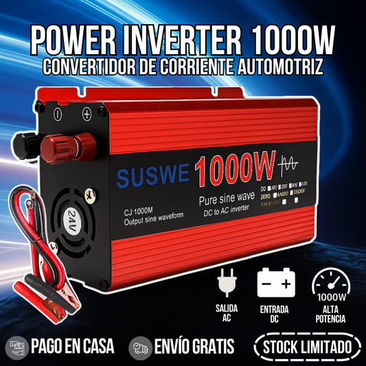 Power Inverter 1000W | Convertidor de corriente automotriz 12V-110V + Envío Gratis