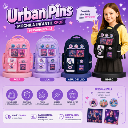 Urban Pins | Mochila Infantil Kpop Personalizable- 50% De Descuento  + Envío Gratis