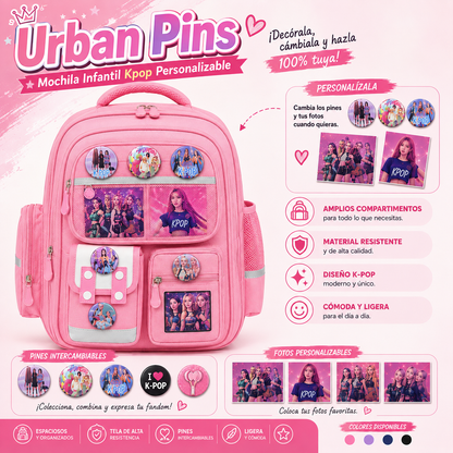 Urban Pins | Mochila Infantil Kpop Personalizable- 50% De Descuento  + Envío Gratis