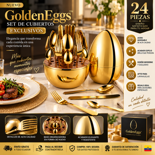 GoldenEggs™ SET DE CUBIERTOS EXCLUSIVOS 24 PIEZAS