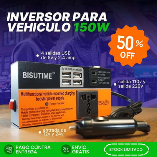 Bisutime - Inversor de Corriente para Carros 12V/24V 110V