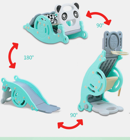 Un caballito, un tobogán y una canasta ¡Todo en uno! | 3 en 1 PequePark + Envío Gratis (Disponible Solo Rosado)