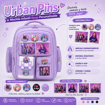 Urban Pins | Mochila Infantil Kpop Personalizable- 50% De Descuento  + Envío Gratis